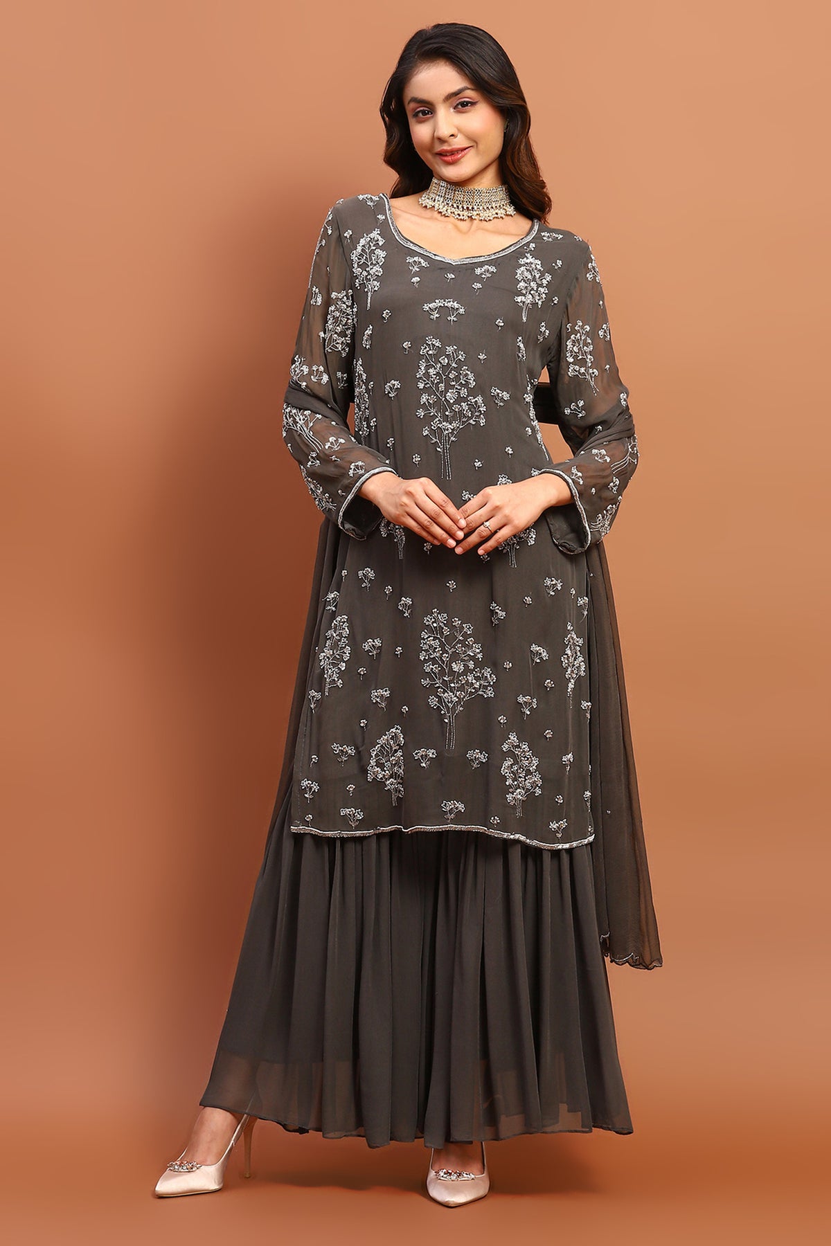 Long Shirt Sharara Suit.