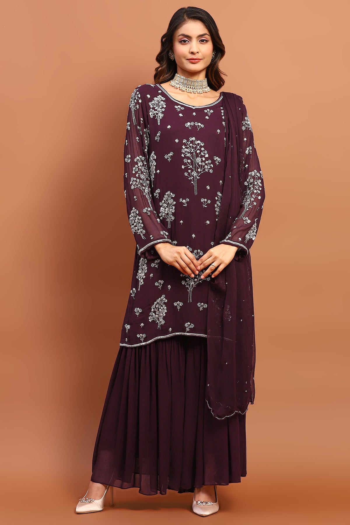 Long Shirt Sharara Suit.