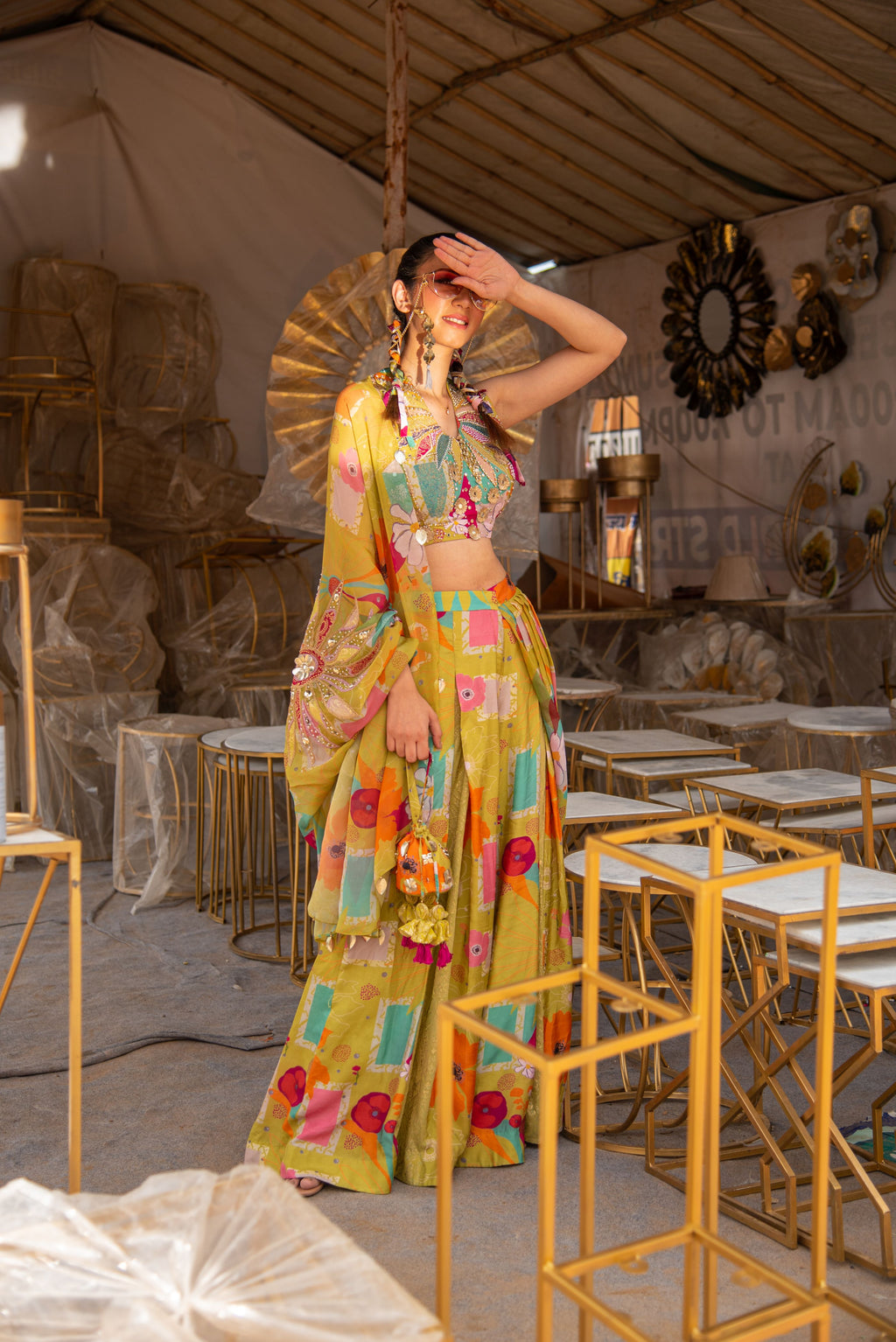 Box pleated divided pants drape set – Shop Soniyag
