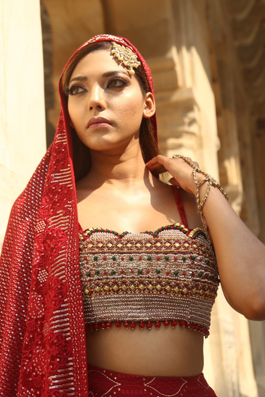 Lucknowi Chikankari Lehenga With Embroidered Blouse With Matching Sequece Duppatta