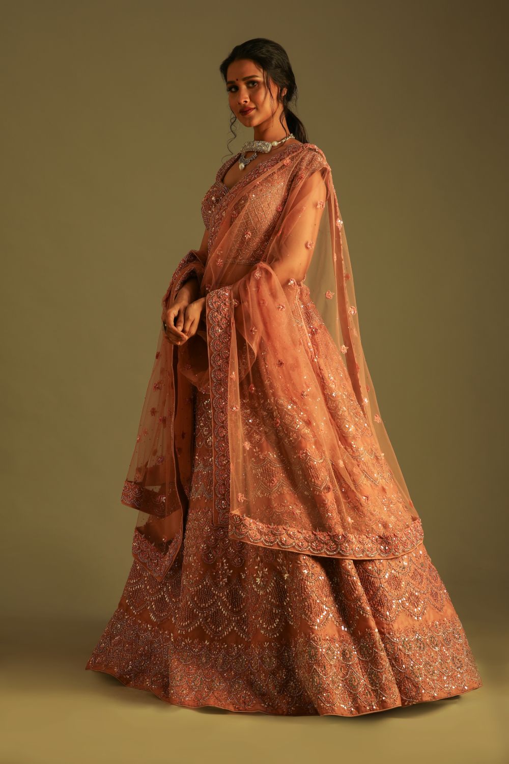 Pure Raw Silk Powder Pink Lehenga