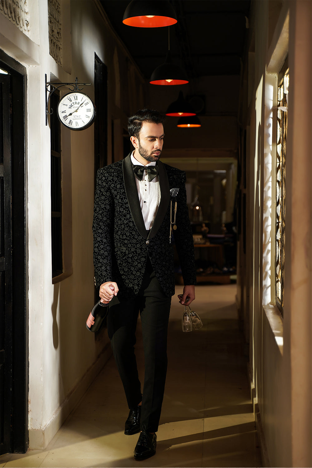 Swarovski Thread Work Black Velevt Tuxedo