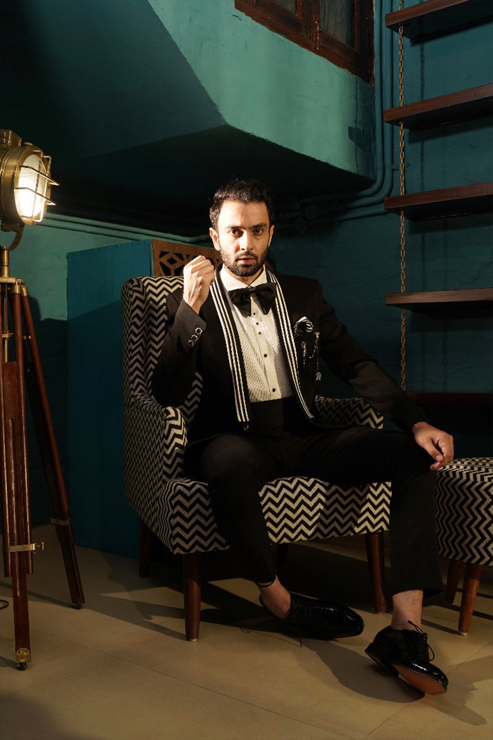 Italian Crepe Tuxedo With Satin Waist Belt