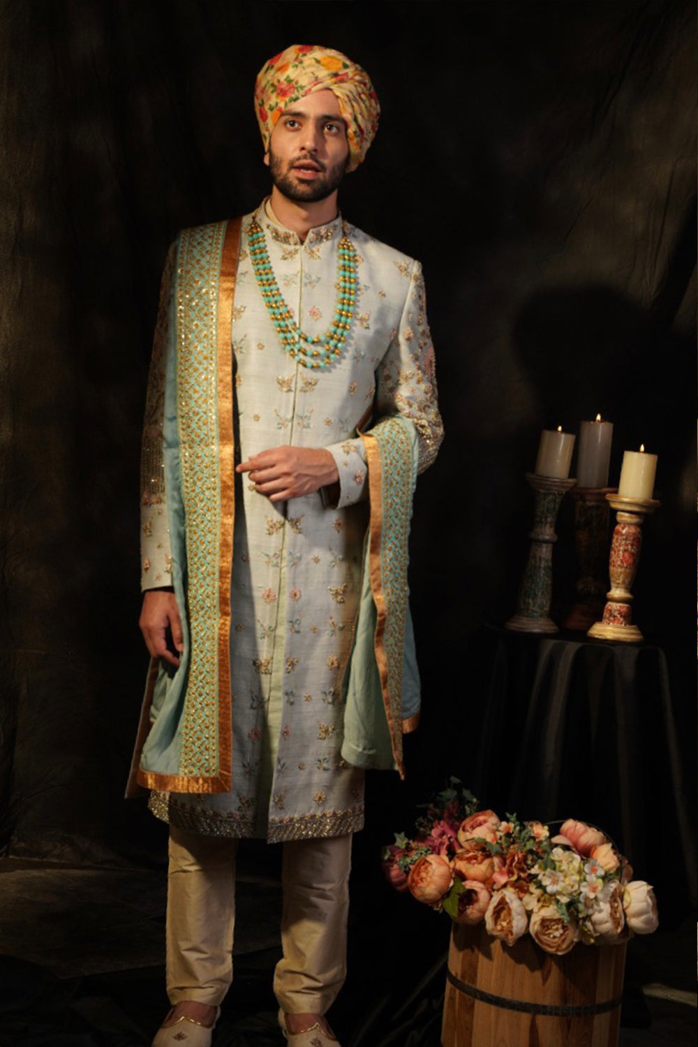 Duckegg Blue Colour Sherwani With Matching Acessories