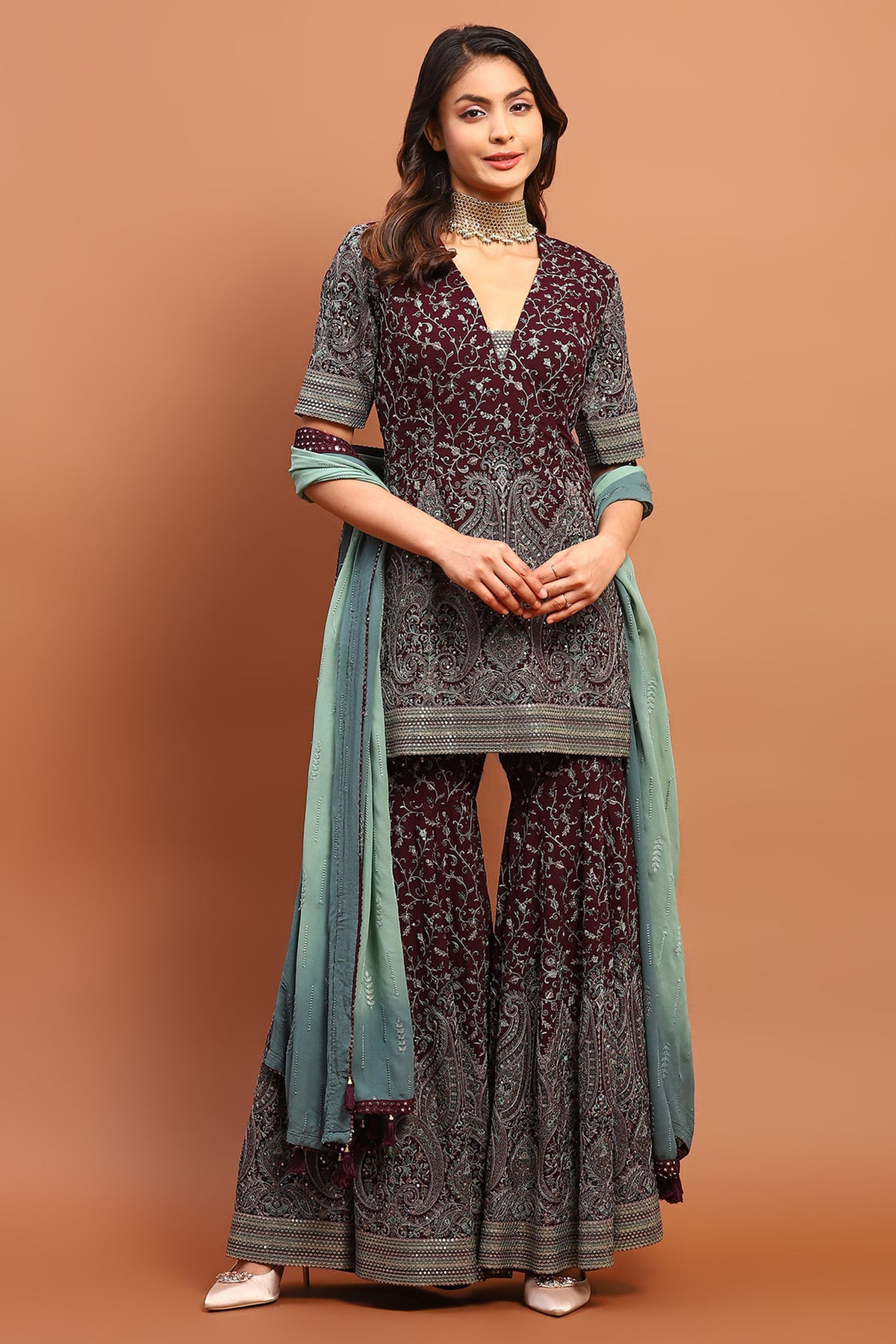 Short Kurti Gharara Set.