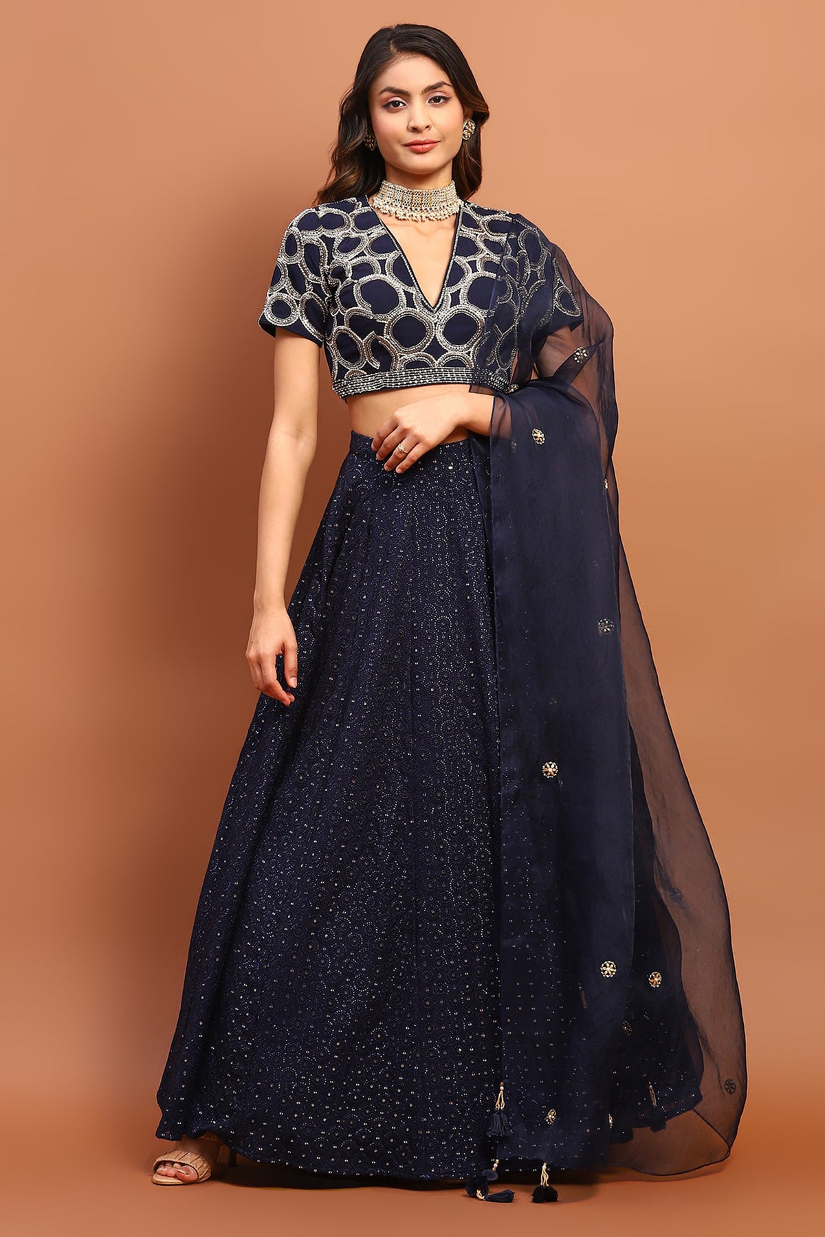 Dark Blue Lehenga Set