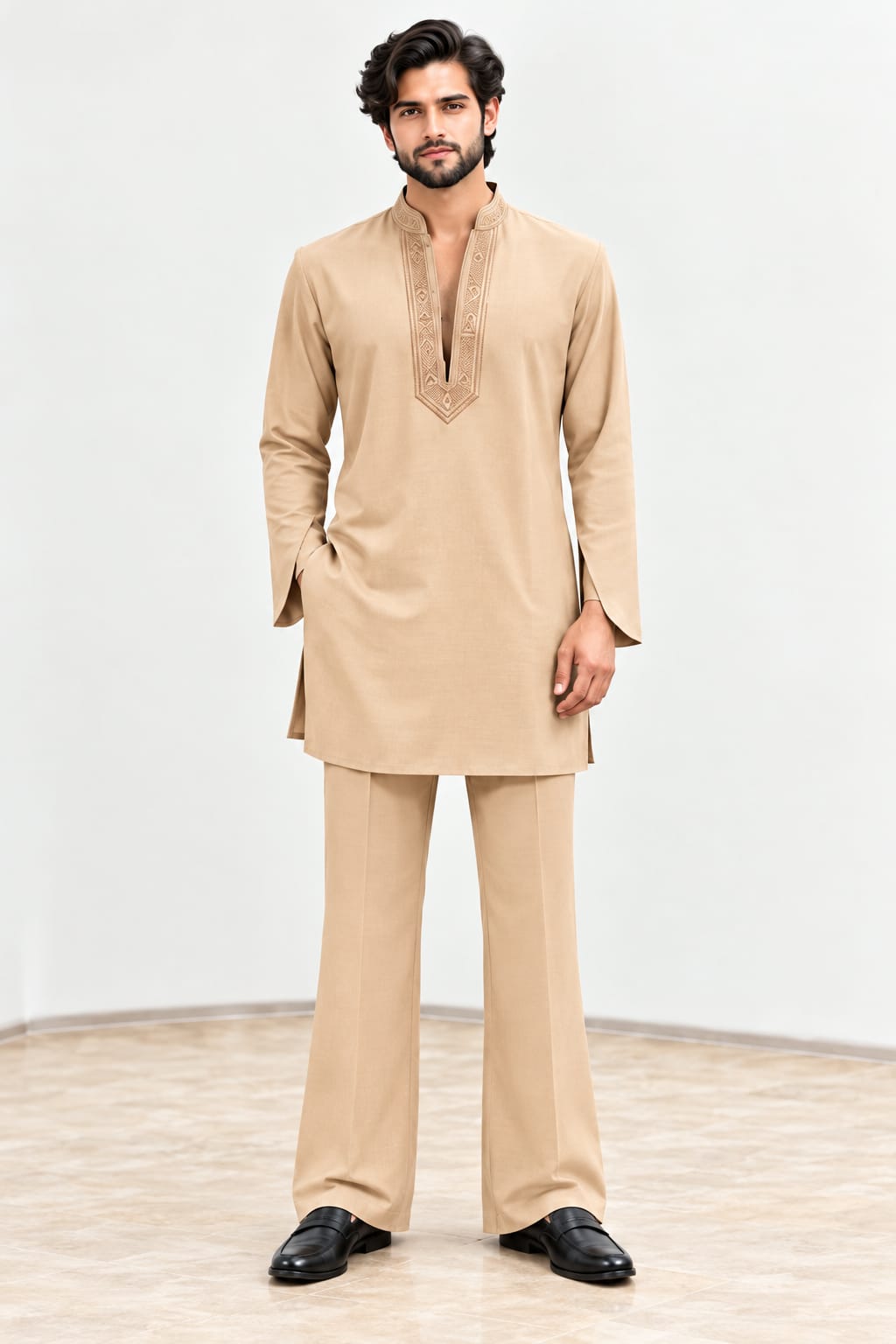 Embroidered Flared Kurta Co-ord Set