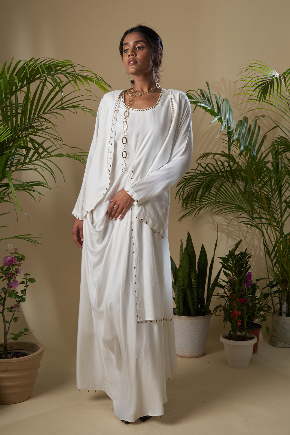 Ivory Cotton Crepe Dress Set – Shop Soniyag