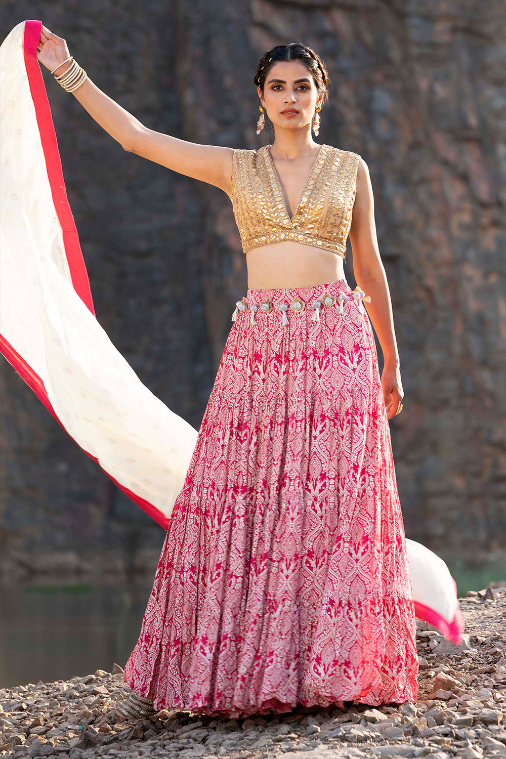 Pink Printed Lehenga